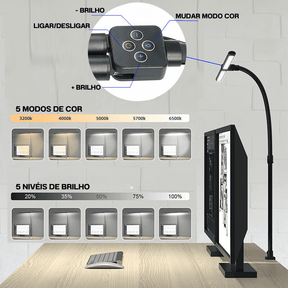 Luminária de Mesa LED Escritório Fléxivel Alumínio