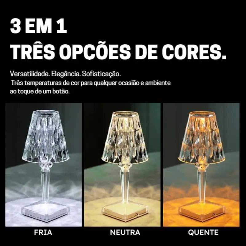 Luminária de Mesa Led Sem Fio 3 em 1 Premium Monaco