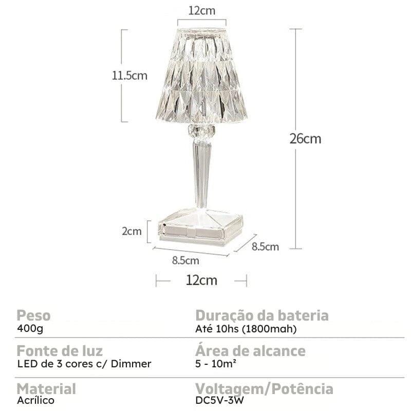 Luminária de Mesa Led Sem Fio 3 em 1 Premium Monaco